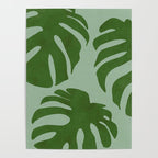 monstera leaves minimal plant green summer Poster Gallery Image 4