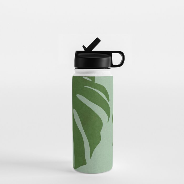 monstera leaves minimal plant green summer Water Bottle Gallery Image 1