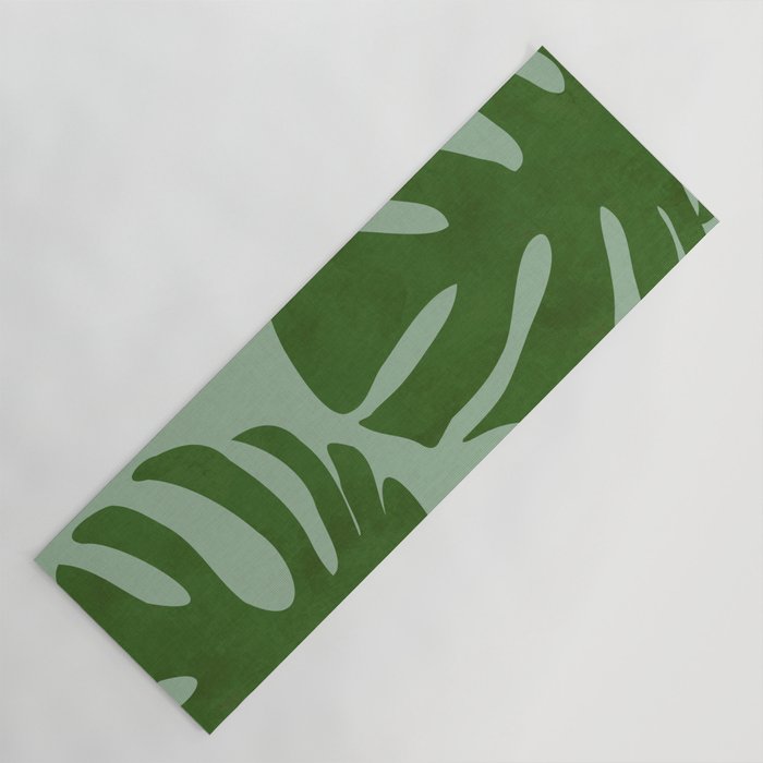 monstera leaves minimal plant green summer Yoga Mat Gallery Image 1