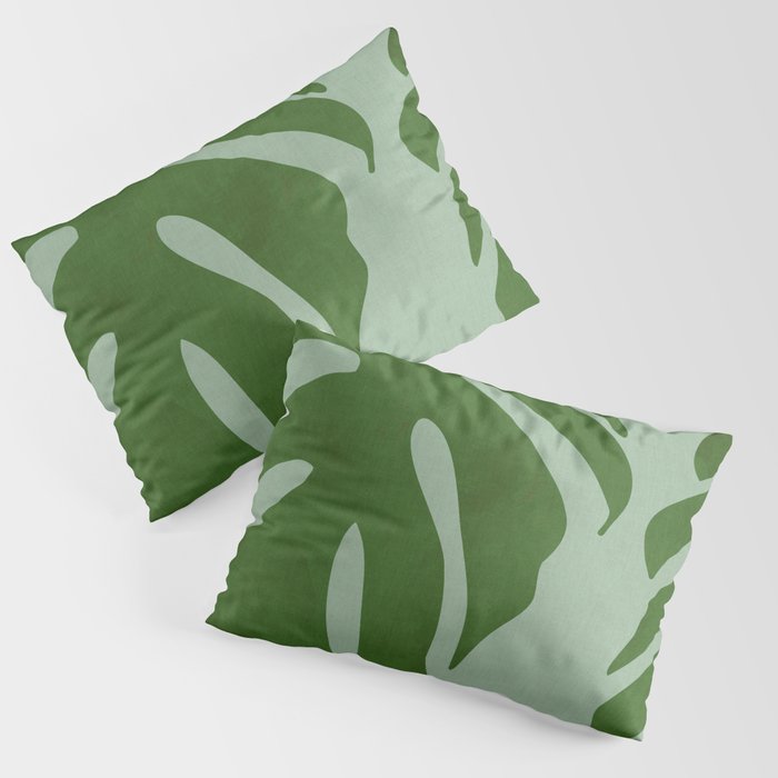 monstera leaves minimal plant green summer Pillow Sham Gallery Image 3