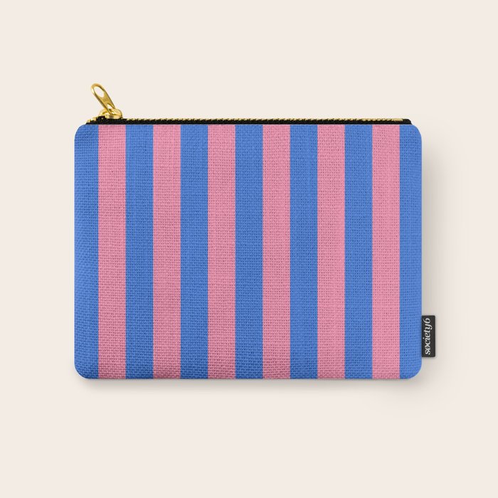 Bold Fun Stripes Blue and Pink Simple Colorful Vertical Pop Pattern Carry All Pouch Gallery Image 1