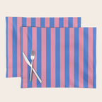 Bold Fun Stripes Blue and Pink Simple Colorful Vertical Pop Pattern Placemat Gallery Image 1