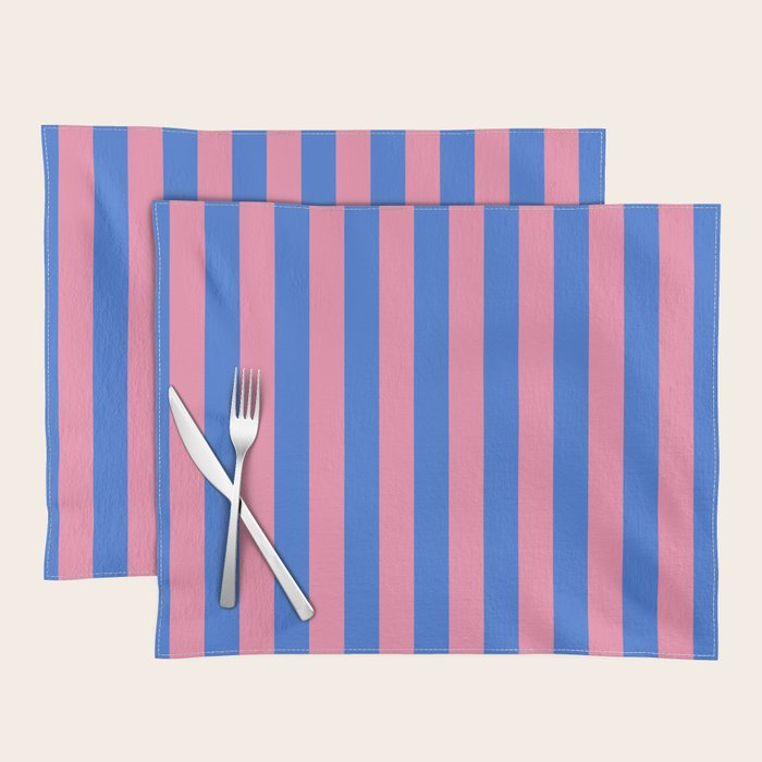 Bold Fun Stripes Blue and Pink Simple Colorful Vertical Pop Pattern Placemat Gallery Image 1