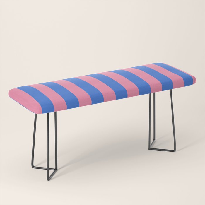 Bold Fun Stripes Blue and Pink Simple Colorful Vertical Pop Pattern Bench Gallery Image 1