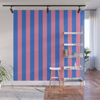Bold Fun Stripes Blue and Pink Simple Colorful Vertical Pop Pattern Wall Mural Gallery Image 1