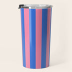 Bold Fun Stripes Blue and Pink Simple Colorful Vertical Pop Pattern Travel Mug Gallery Image 3