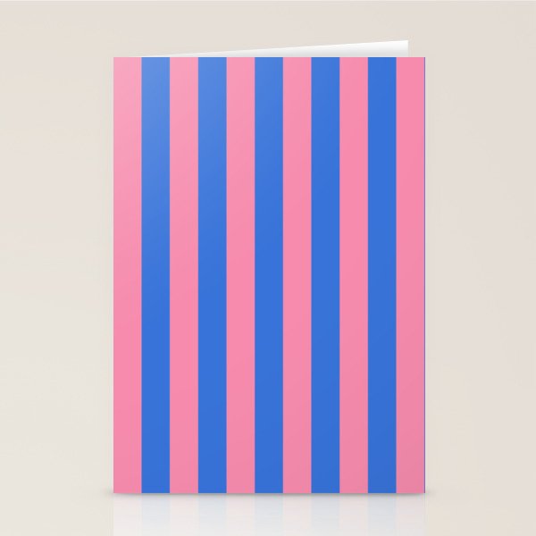Bold Fun Stripes Blue and Pink Simple Colorful Vertical Pop Pattern Stationery Card Gallery Image 1