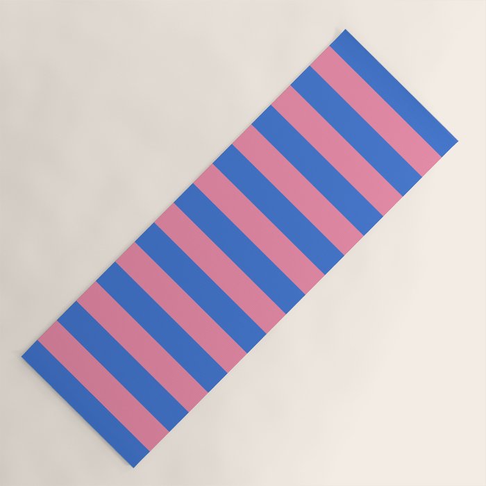 Bold Fun Stripes Blue and Pink Simple Colorful Vertical Pop Pattern Yoga Mat Gallery Image 1