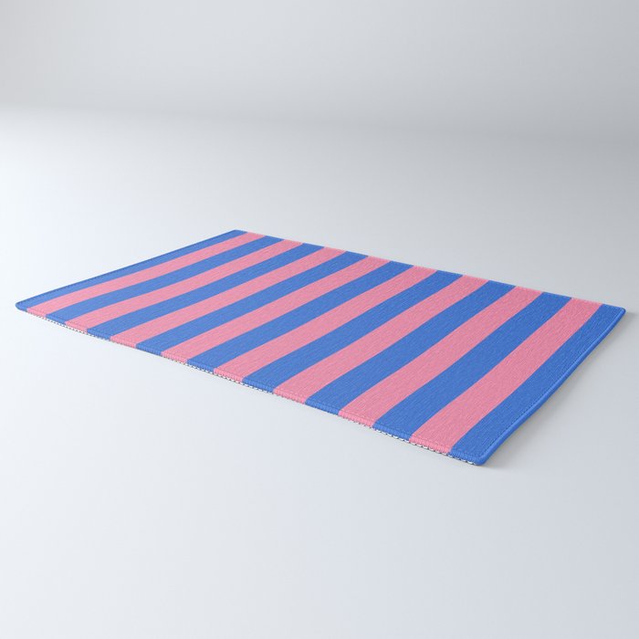 Bold Fun Stripes Blue and Pink Simple Colorful Vertical Pop Pattern Rug Gallery Image 3