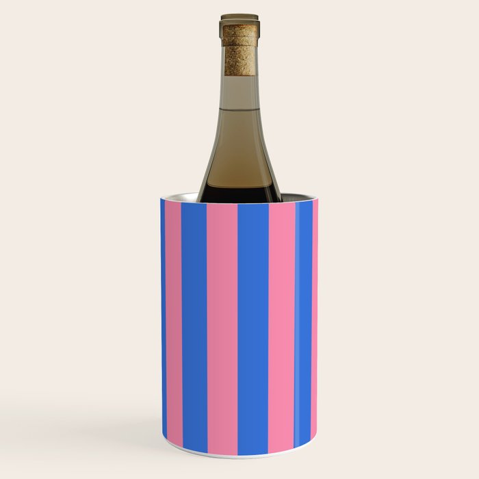 Bold Fun Stripes Blue and Pink Simple Colorful Vertical Pop Pattern Wine Chiller Gallery Image 2
