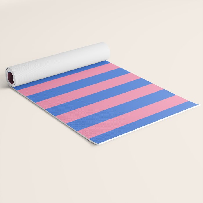 Bold Fun Stripes Blue and Pink Simple Colorful Vertical Pop Pattern Yoga Mat Gallery Image 2