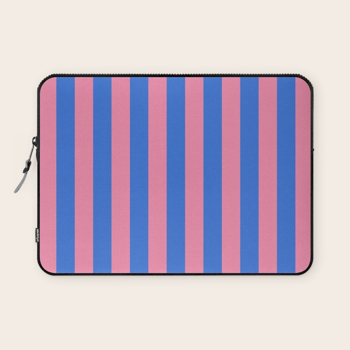 Bold Fun Stripes Blue and Pink Simple Colorful Vertical Pop Pattern Laptop Sleeve Gallery Image 1