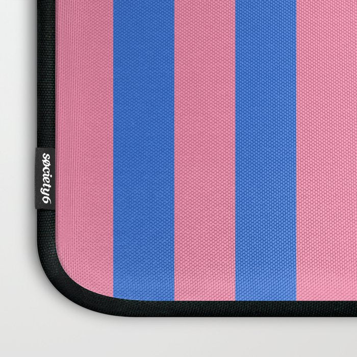 Bold Fun Stripes Blue and Pink Simple Colorful Vertical Pop Pattern Laptop Sleeve Gallery Image 3