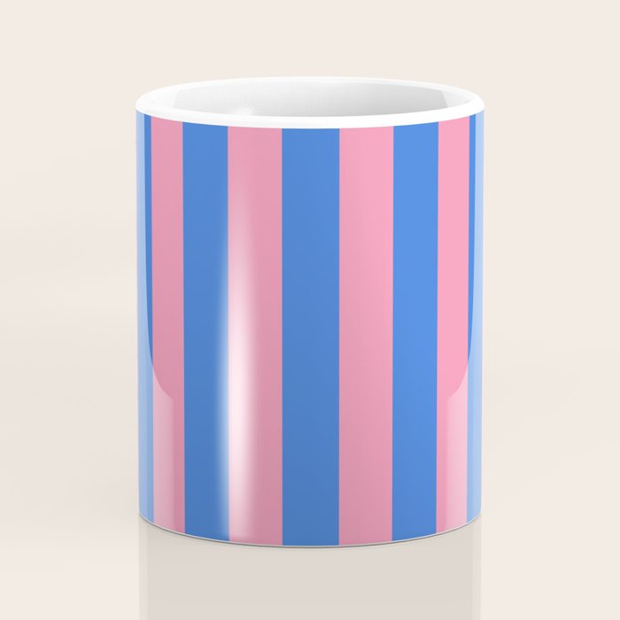Bold Fun Stripes Blue and Pink Simple Colorful Vertical Pop Pattern Coffee Mug Gallery Image 4