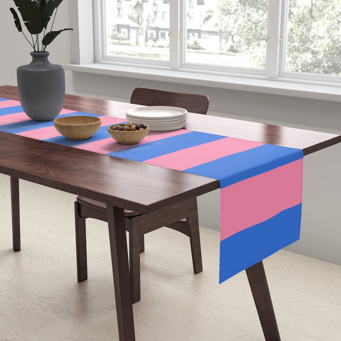 Bold Fun Stripes Blue and Pink Simple Colorful Vertical Pop Pattern Table Runner Gallery Image 2