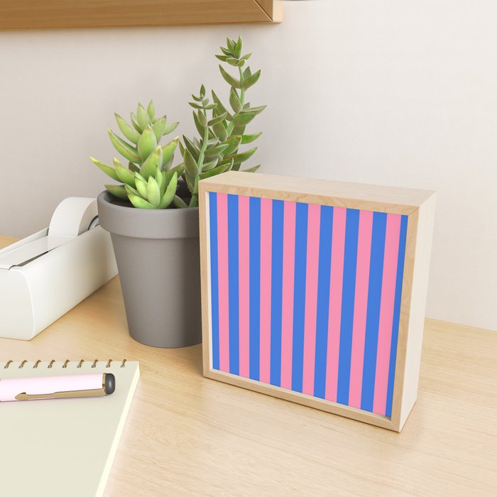 Bold Fun Stripes Blue and Pink Simple Colorful Vertical Pop Pattern Mini Art Print Gallery Image 2