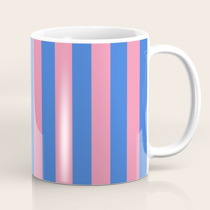 Bold Fun Stripes Blue and Pink Simple Colorful Vertical Pop Pattern Coffee Mug Gallery Image 1