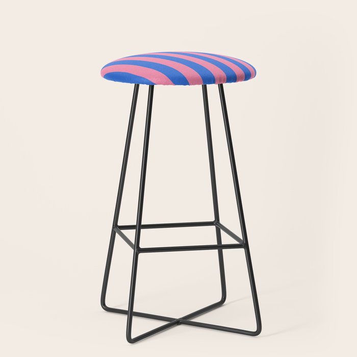Bold Fun Stripes Blue and Pink Simple Colorful Vertical Pop Pattern Stool Gallery Image 1