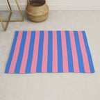 Bold Fun Stripes Blue and Pink Simple Colorful Vertical Pop Pattern Rug Gallery Image 1