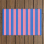 Bold Fun Stripes Blue and Pink Simple Colorful Vertical Pop Pattern Outdoor Rug Gallery Image 1