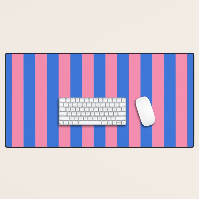 Bold Fun Stripes Blue and Pink Simple Colorful Vertical Pop Pattern Desk Mat Gallery Image 1