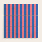 Bold Fun Stripes Blue and Pink Simple Colorful Vertical Pop Pattern Wood Wall Art Gallery Image 1