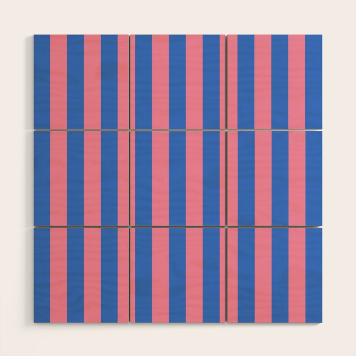 Bold Fun Stripes Blue and Pink Simple Colorful Vertical Pop Pattern Wood Wall Art Gallery Image 1