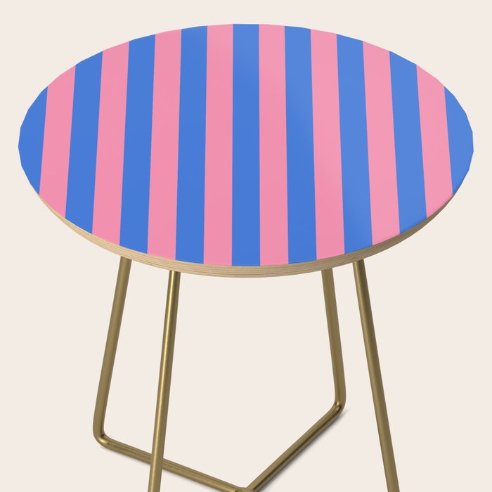 Bold Fun Stripes Blue and Pink Simple Colorful Vertical Pop Pattern Side Table Gallery Image 2