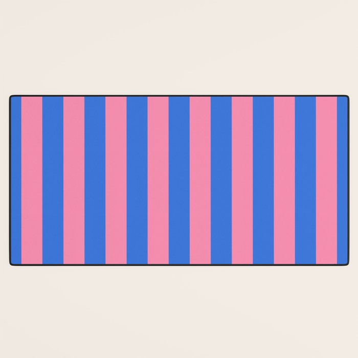 Bold Fun Stripes Blue and Pink Simple Colorful Vertical Pop Pattern Desk Mat Gallery Image 3