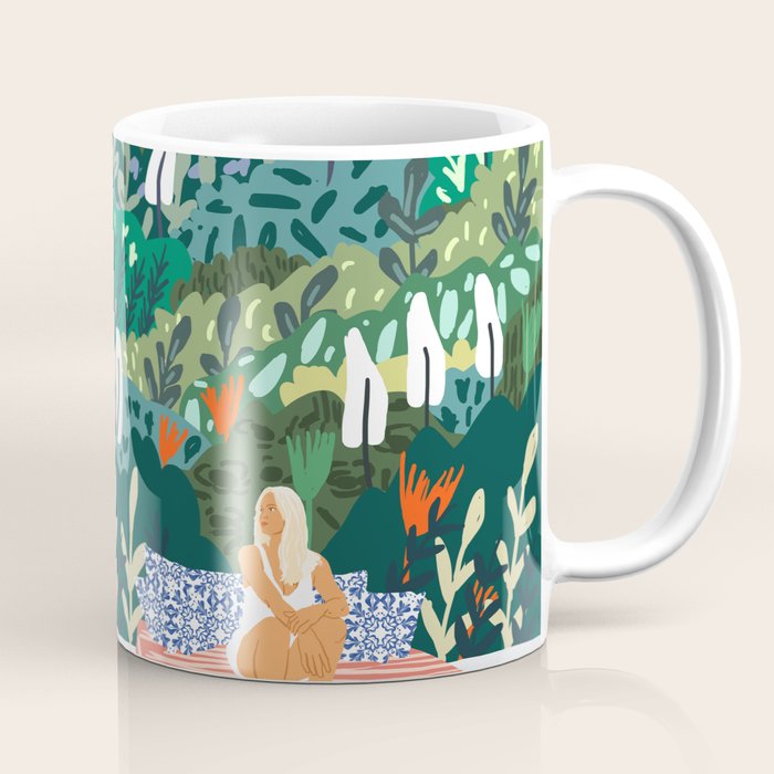 Chilling by the pool with my leopard Tropical Jungle Nature Wildlife Bohemian Morocco Travel Coffee Mug Gallery Image 1