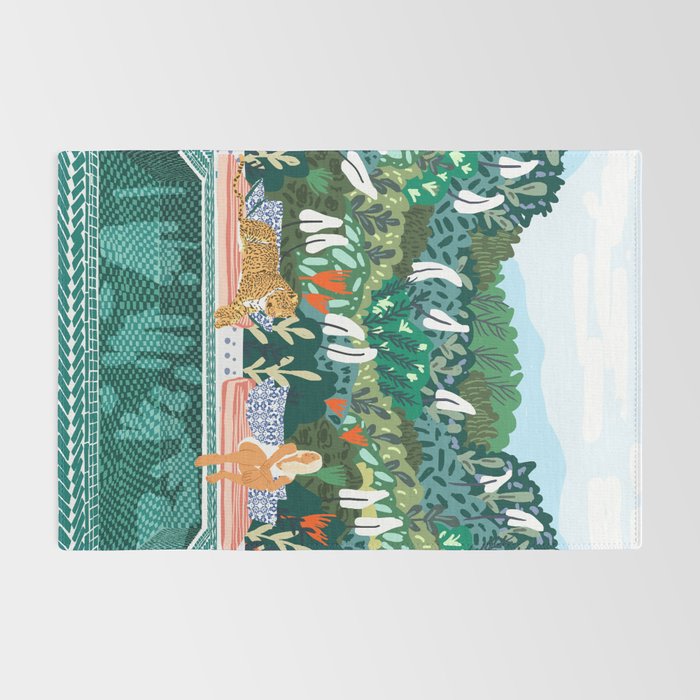 Chilling by the pool with my leopard Tropical Jungle Nature Wildlife Bohemian Morocco Travel Rug Gallery Image 2