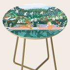Chilling by the pool with my leopard Tropical Jungle Nature Wildlife Bohemian Morocco Travel Side Table Gallery Image 2
