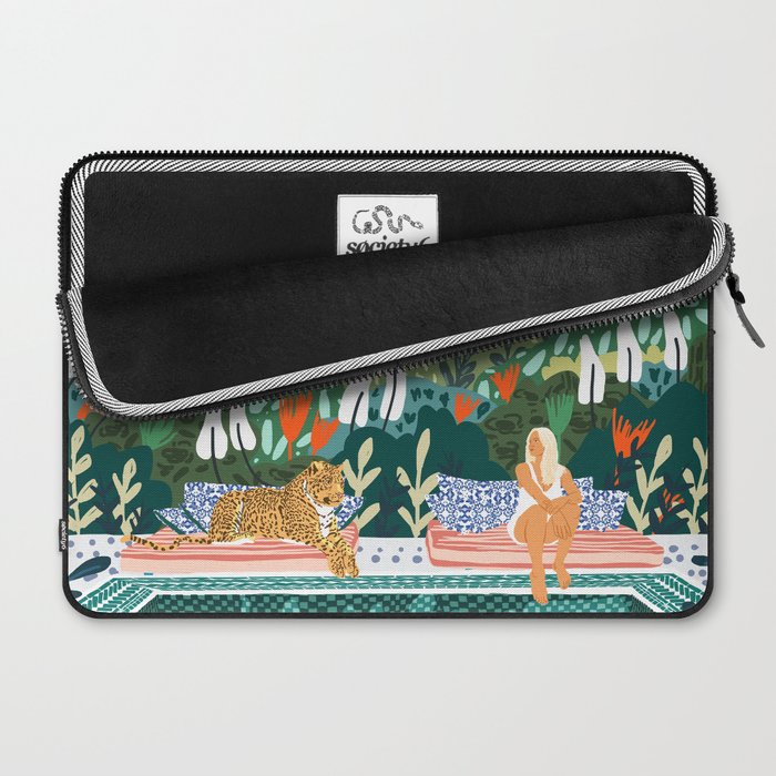 Chilling by the pool with my leopard Tropical Jungle Nature Wildlife Bohemian Morocco Travel Laptop Sleeve Gallery Image 2