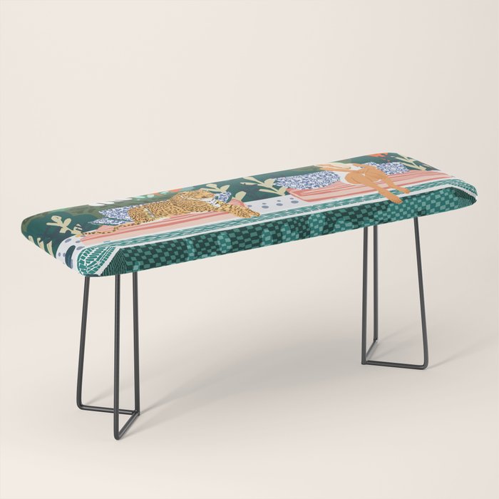 Chilling by the pool with my leopard Tropical Jungle Nature Wildlife Bohemian Morocco Travel Bench Gallery Image 1