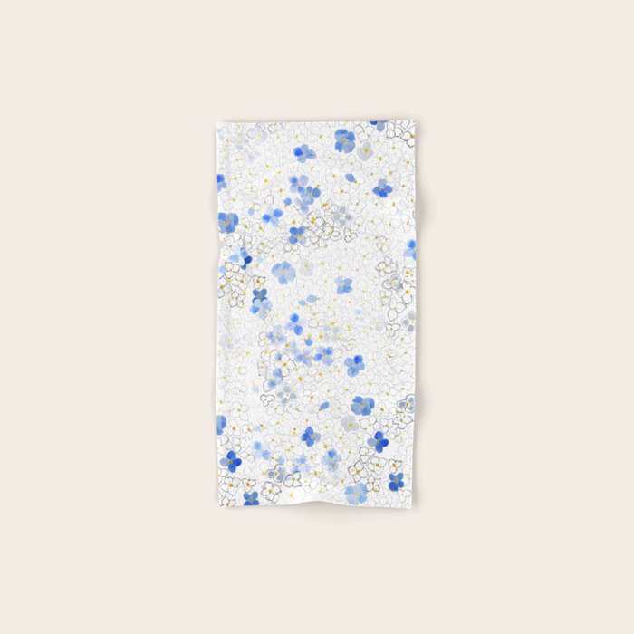 blue abstract hydrangea pattern Bath Towel Gallery Image 1