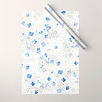 blue abstract hydrangea pattern Wrapping Paper Gallery Image 1