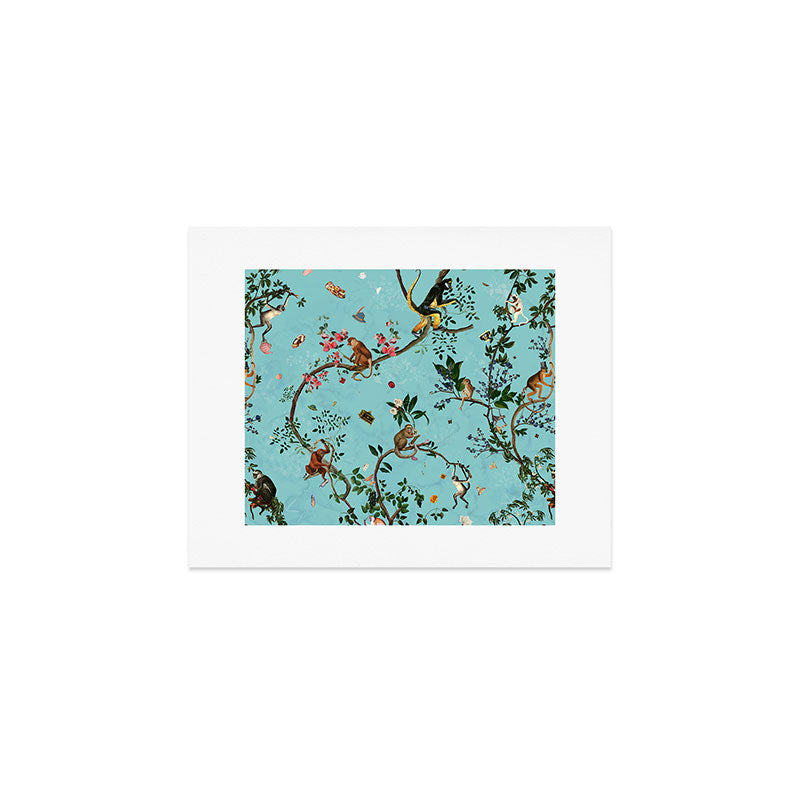 Monkey World Aqua Art Print Gallery Image 1