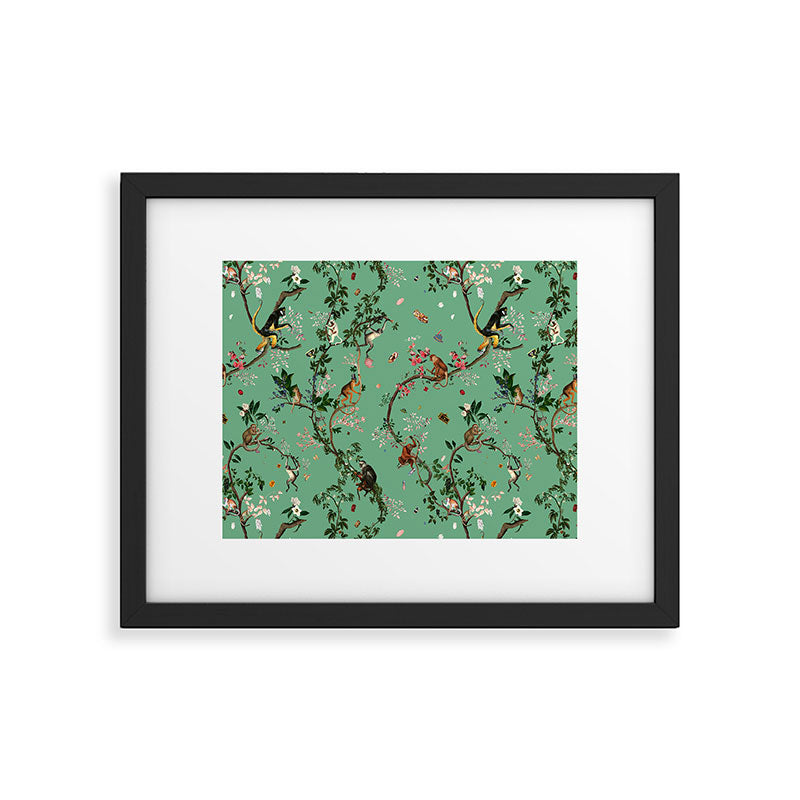 Monkey World Green Framed Art Print Gallery Image 5