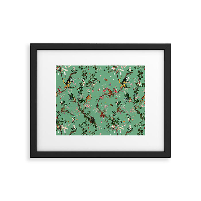 Monkey World Green Framed Art Print Gallery Image 1