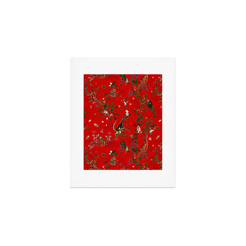 Monkey World Red Art Print Gallery Image 1