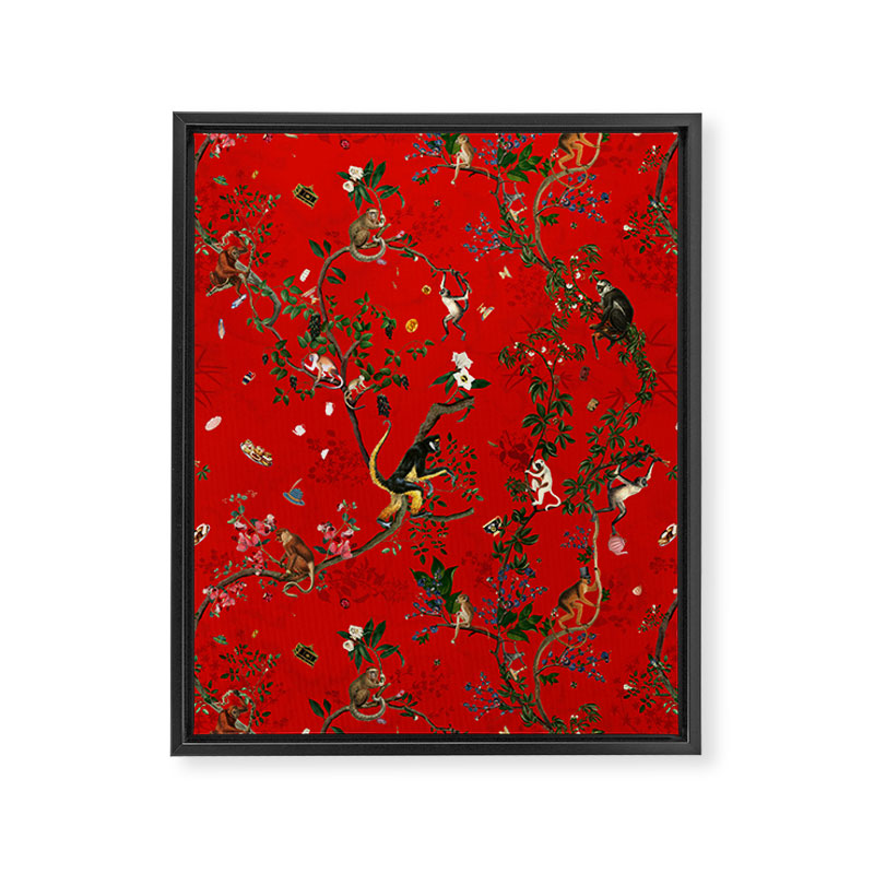 Monkey World Red Framed Canvas Print Gallery Image 8