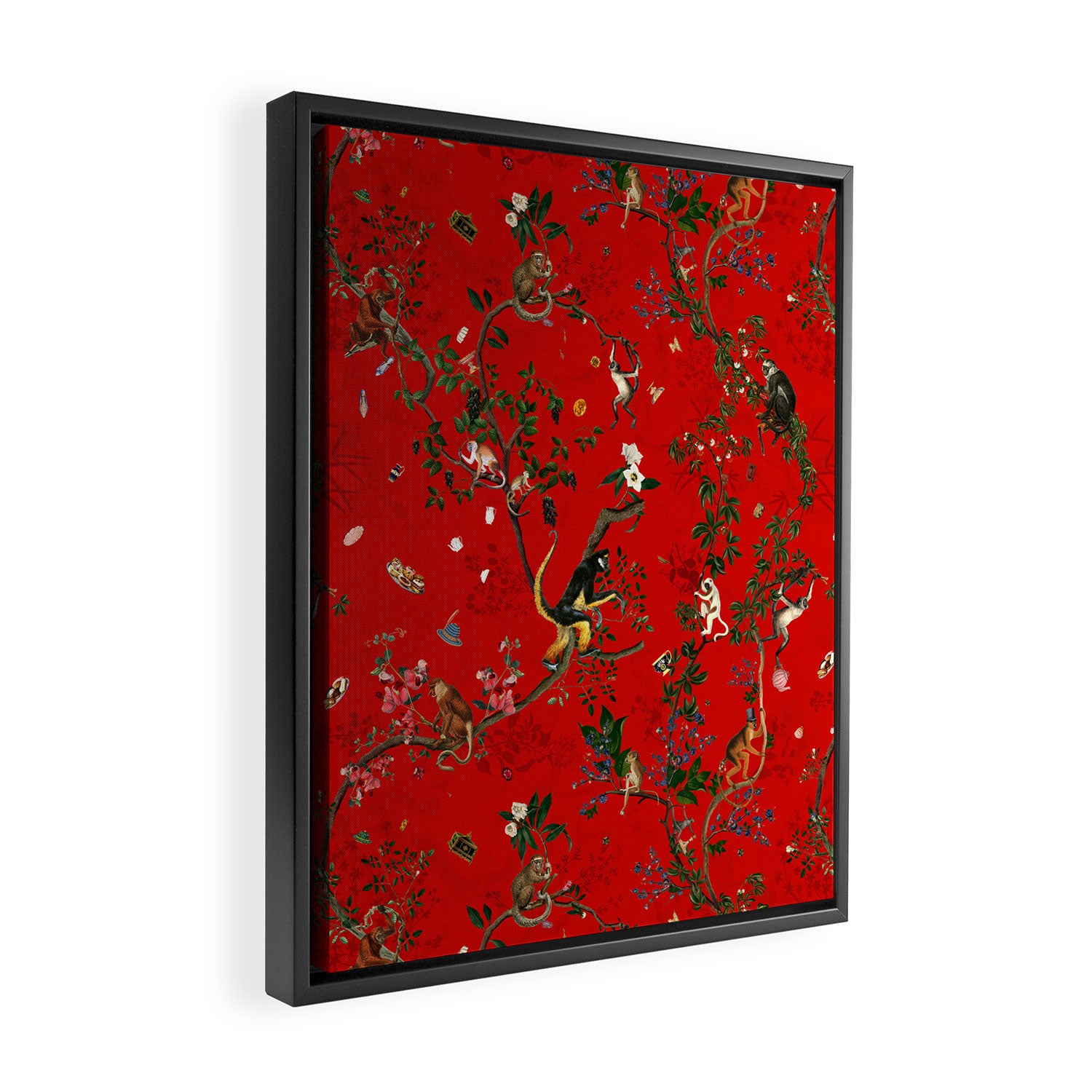 Monkey World Red Framed Canvas Print Gallery Image 2