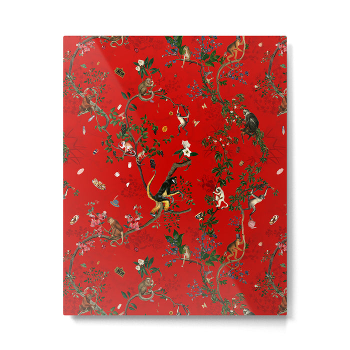 Monkey World Red Metal Print Gallery Image 1