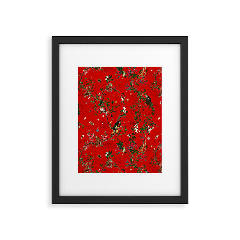Monkey World Red Framed Art Print Gallery Image 6