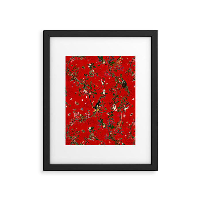 Monkey World Red Framed Art Print Gallery Image 1