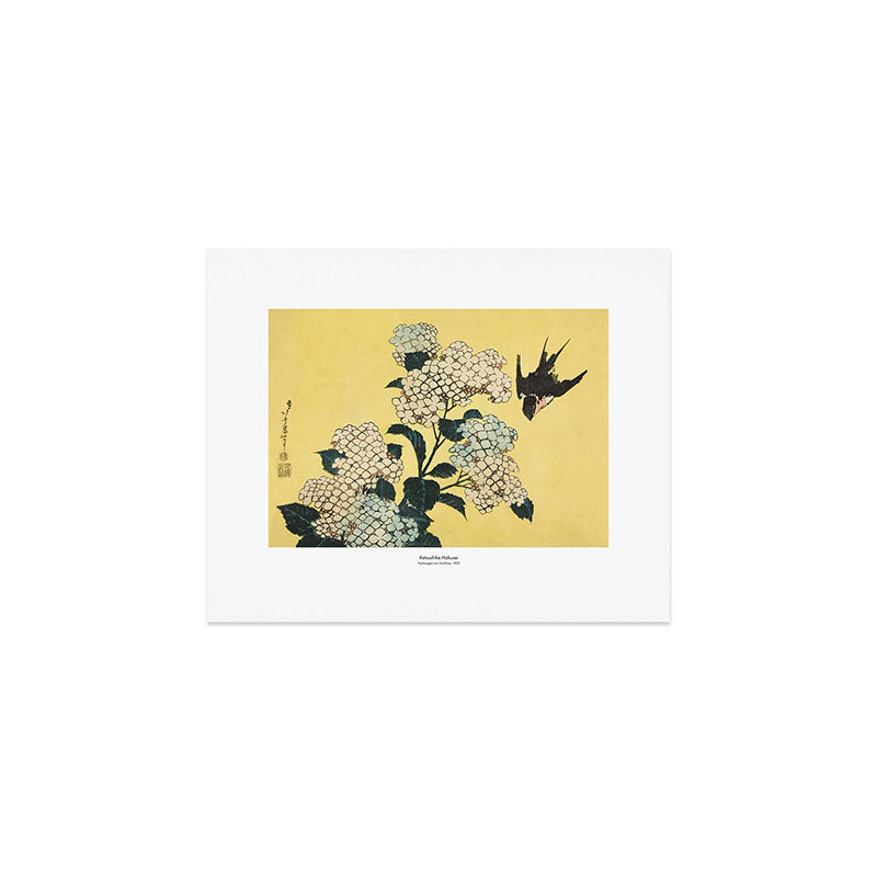 Hydrangea and Swallow by Katsushia Hokusai Art Print Gallery Image 1