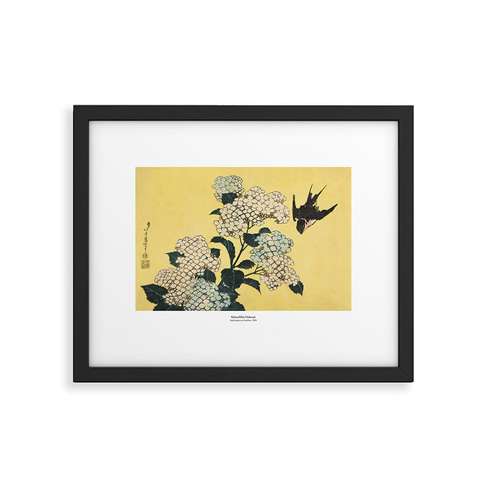 Hydrangea and Swallow by Katsushia Hokusai Framed Art Print Gallery Image 1