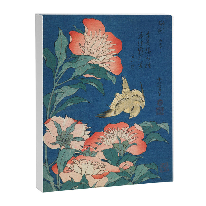 Peonies and Canary by Katsushika Hokusai Canvas Print Gallery Image 1