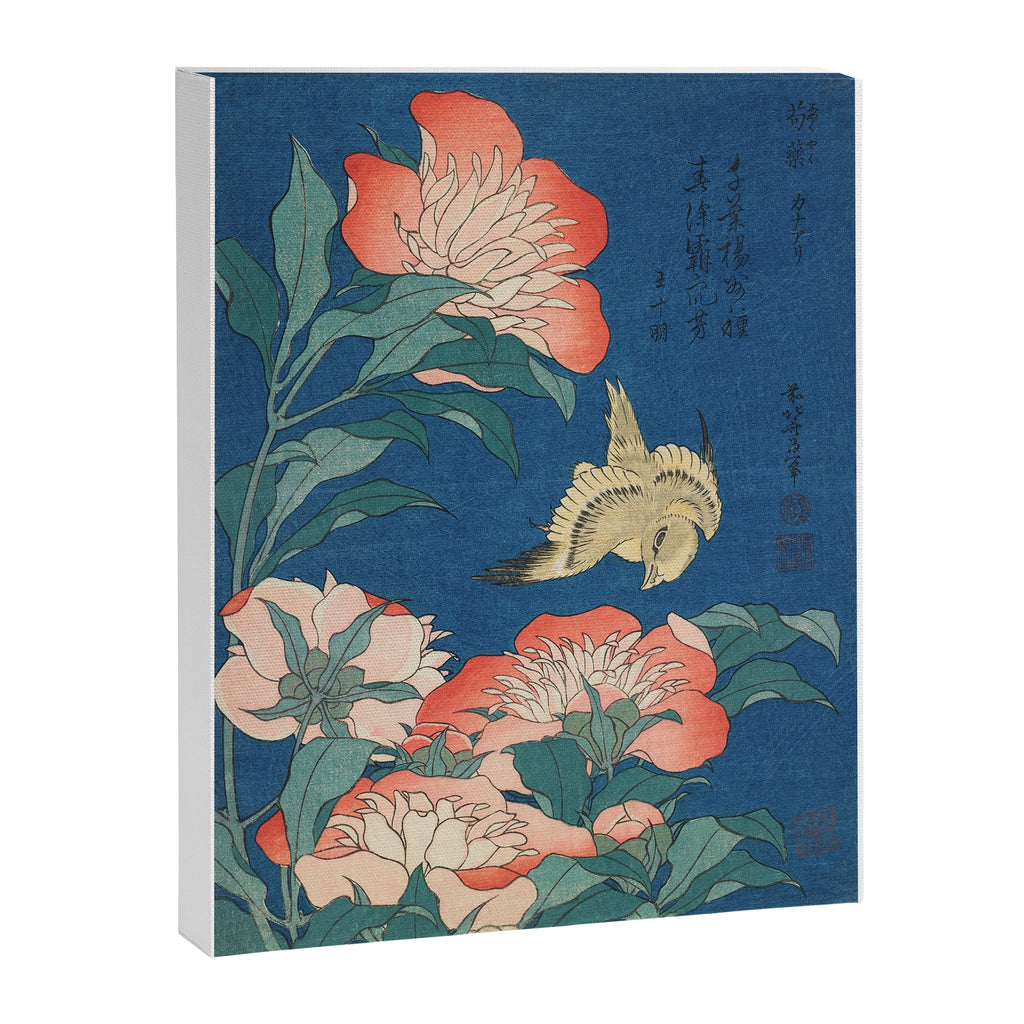 Peonies and Canary by Katsushika Hokusai Canvas Print Gallery Image 6