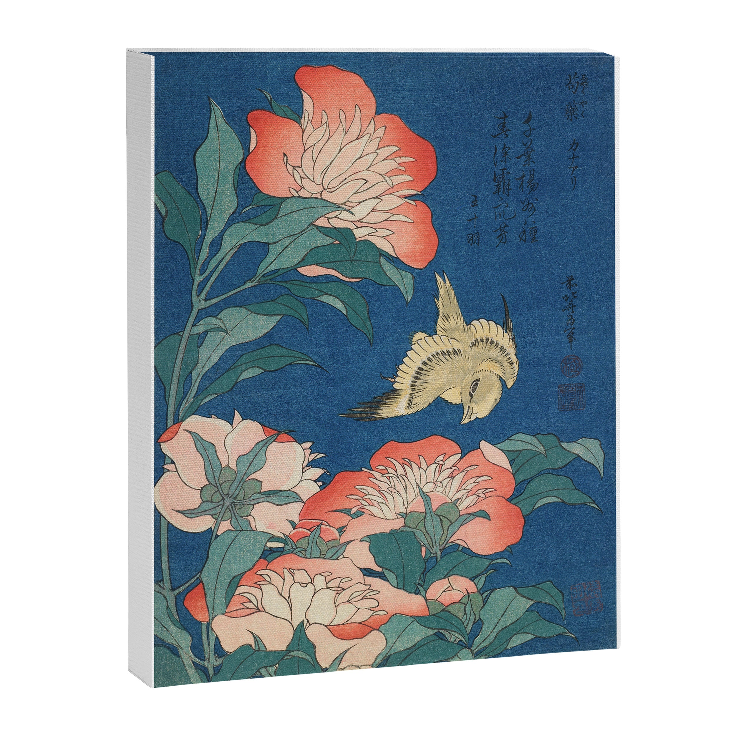 Peonies and Canary by Katsushika Hokusai Canvas Print Gallery Image 6